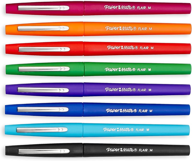 Paper Mate Flair Porous-Point Felt Tip Pen, Medium Tip, 8-Pack, Core Colors (74740PP) - Image 2