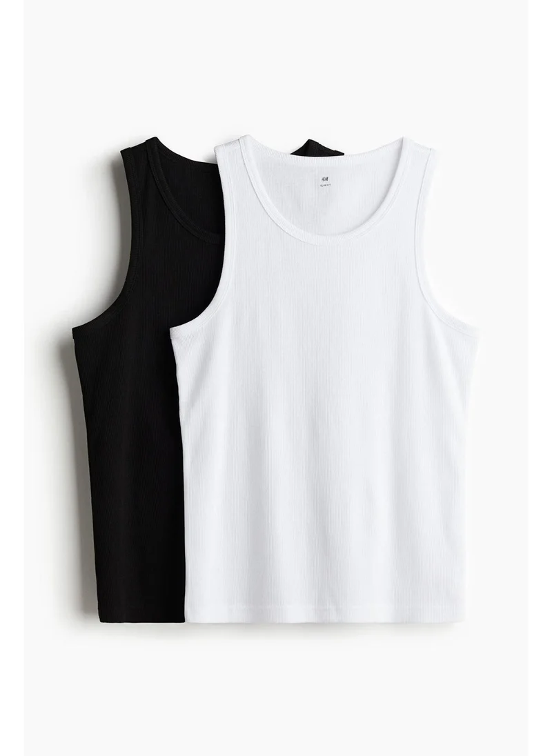اتش اند ام 2-pack Slim Fit ribbed vest tops