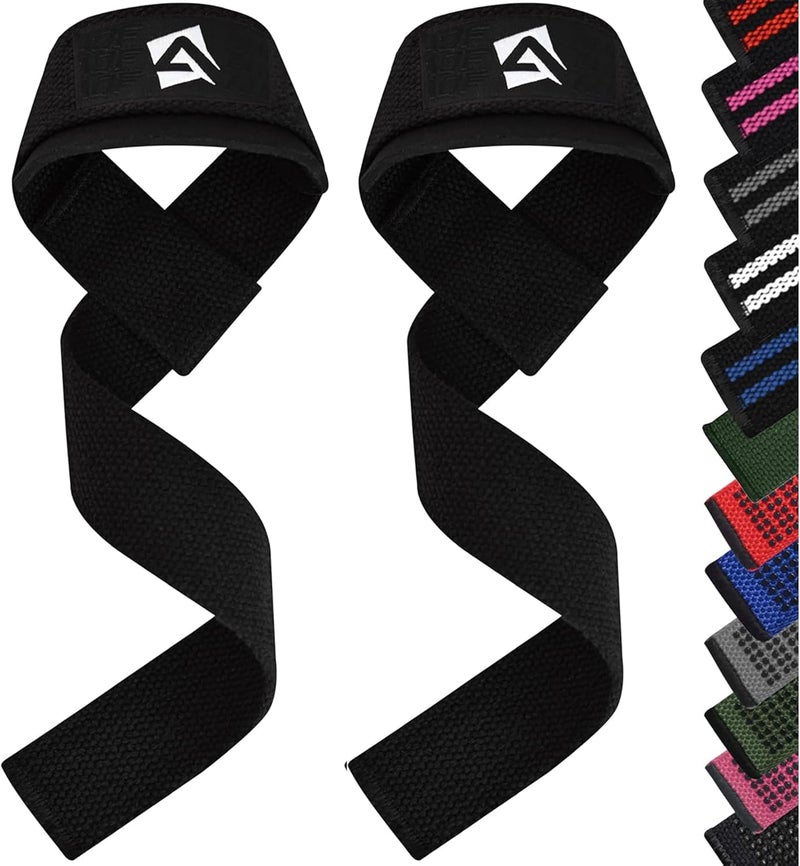 AQF Lifting Wrist Straps for Weightlifting, Powerlifting & Deadlifts – 23” Neoprene Padded Cotton Straps for Strength Training & Gym Workouts - Maximum Grip Support for Men & Women - Image 1