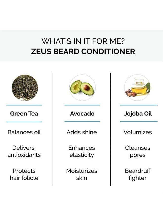 Zeus Beard Conditioner Wash, Green Tea & Natural Ingredients to Cleanse & Soften Beard – MADE IN USA (Verbena Lime) 8 oz. - Image 3