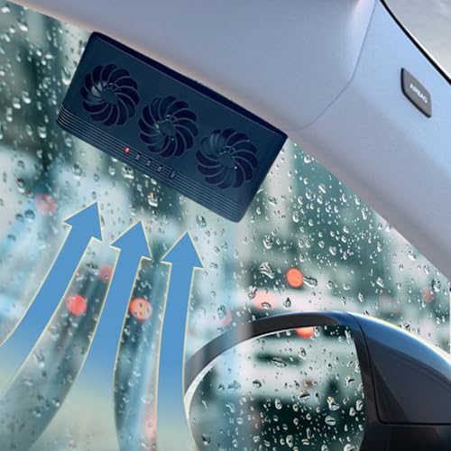 Torcarvh Car Solar Powered Window Exhaust Fan Vehicle Ventilation Fans Car Radiator Cooling Fan Cars Window Vent with Three Air Outlets Black - Image 3