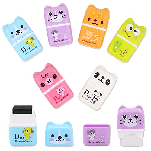 Apol 6 Pcs Cute Pencil Eraser, Cartoon Animal Themed Roller Colorful Rectangle Eraser, Pencil Rubber Erasers for Kids School Office Supply Stationery - Image 1