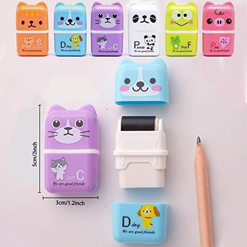 Apol 6 Pcs Cute Pencil Eraser, Cartoon Animal Themed Roller Colorful Rectangle Eraser, Pencil Rubber Erasers for Kids School Office Supply Stationery - Image 2