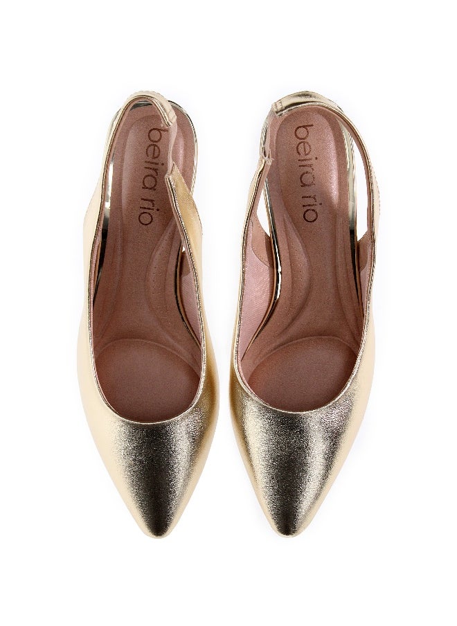 Beira Rio Beira Rio Ladies Mid Heel Sandals Gold | Made In Brazil  - Image 3