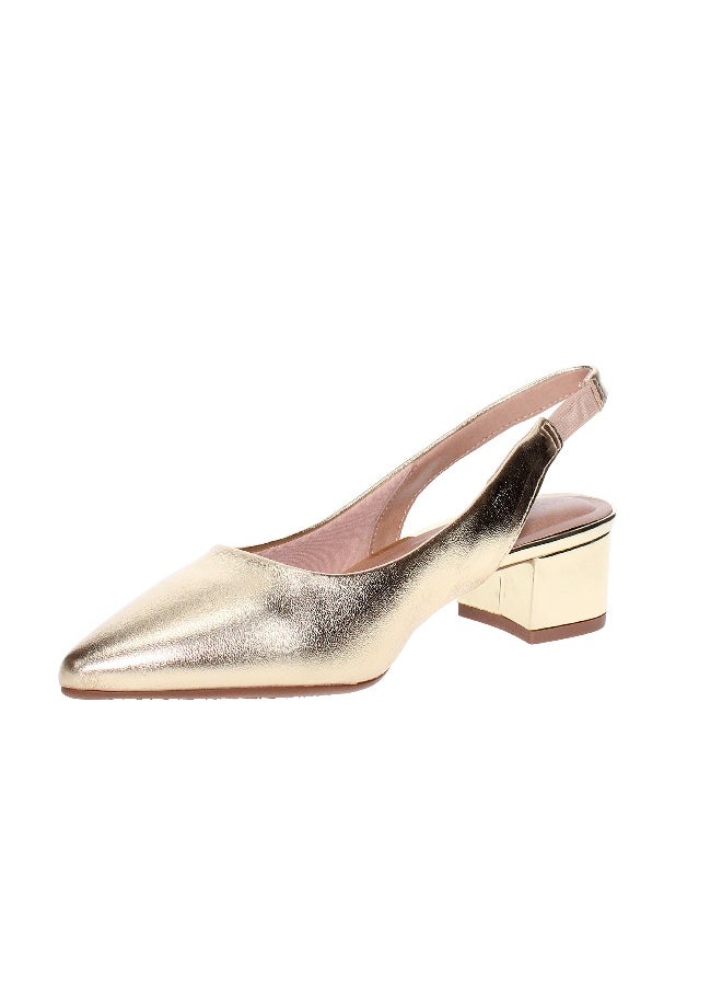 Beira Rio Beira Rio Ladies Mid Heel Sandals Gold | Made In Brazil  - Image 4