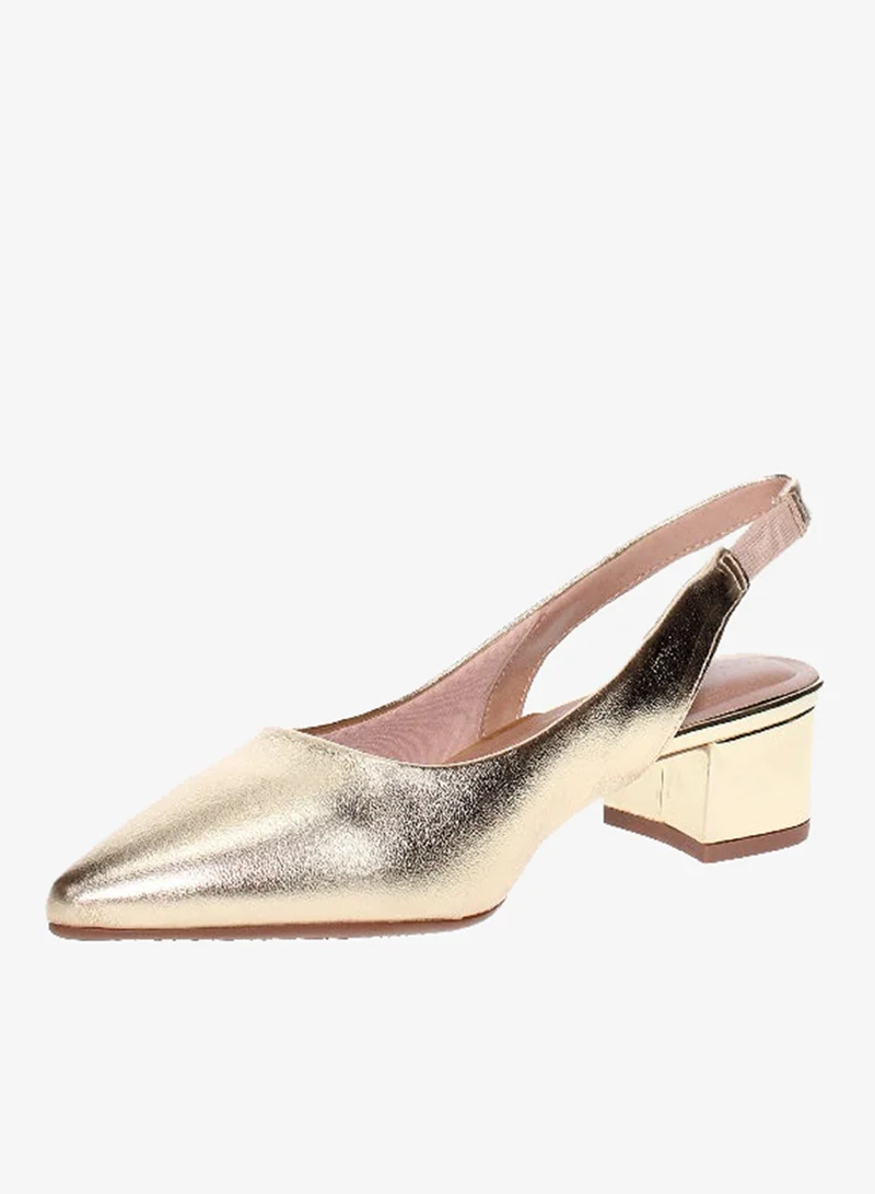 Beira Rio Gold Mid Heels Sandals for Women – Sling Back Heel Sandals for Girls with Ankle Strap for Women | Best Price UAE
