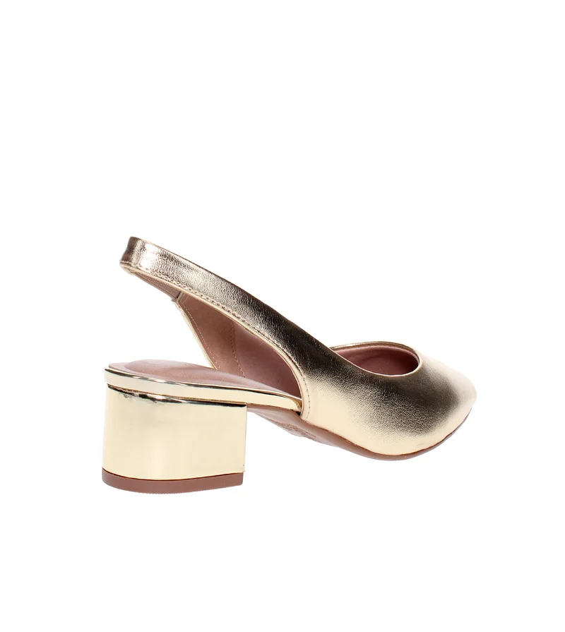 Beira Rio Gold Mid Heels Sandals for Women – Sling Back Heel Sandals for Girls with Ankle Strap for Women | Best Price UAE