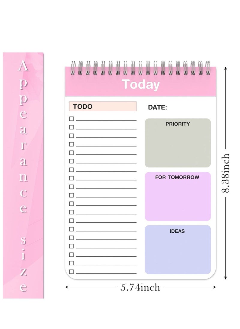 Y&D - To Do List Notepad, 2 Pack Daily Planner Notepad with Spiral Binding, Checklist Productivity Organizer 5.7" X 8.5" Day Planning Pad Cover for Work Planner, Personal Office Supplies - Image 1