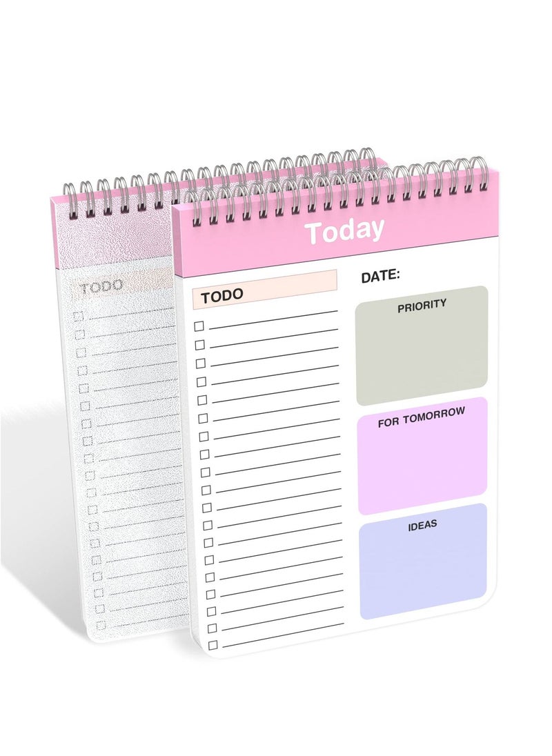 Y&D - To Do List Notepad, 2 Pack Daily Planner Notepad with Spiral Binding, Checklist Productivity Organizer 5.7" X 8.5" Day Planning Pad Cover for Work Planner, Personal Office Supplies - Image 1