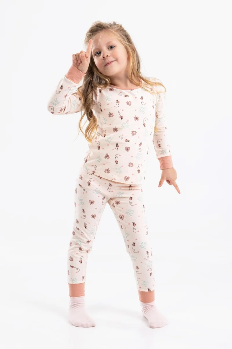 Baykar Girls Long Sleeve Pajama Set 9198 Cream