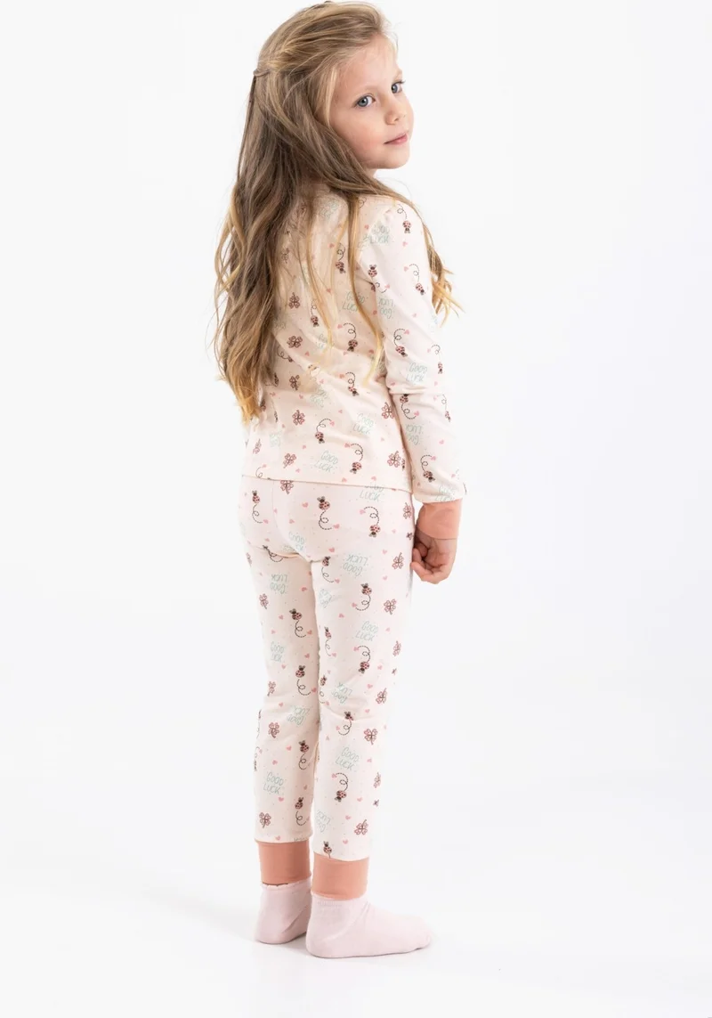 Baykar Girls Long Sleeve Pajama Set 9198 Cream