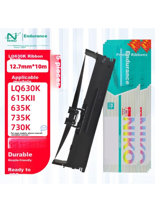 Niko N Lq630k Black Ribbon (pack Of 5) (compatible With Epson Lq630k/lq635k/lq730k/630/735k) - Image 1