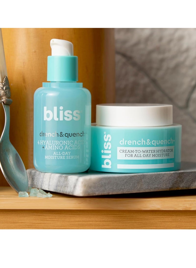 BLISS Bliss Drench & Quench Hydrating Duo: Serum + Moisturizer with 4 Types of Hyaluronic Acid for Intense Hydration - Lightweight, For All Skin Types - Clean, Vegan, Cruelty-Free - Image 2
