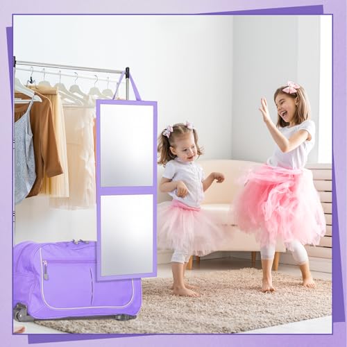 GlikCeil Foldable Portable Full Length Mirror for Dorm Dance Backstage Camping Travel Hanging Folding Makeup Body Mirror for Dancers Artists Home Aestheticians Spa(Purple,33.5" X 13.4") - Image 3