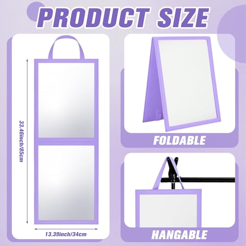 GlikCeil Foldable Portable Full Length Mirror for Dorm Dance Backstage Camping Travel Hanging Folding Makeup Body Mirror for Dancers Artists Home Aestheticians Spa(Purple,33.5" X 13.4") - Image 2