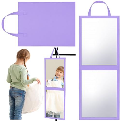 GlikCeil Foldable Portable Full Length Mirror for Dorm Dance Backstage Camping Travel Hanging Folding Makeup Body Mirror for Dancers Artists Home Aestheticians Spa(Purple,33.5" X 13.4") - Image 1