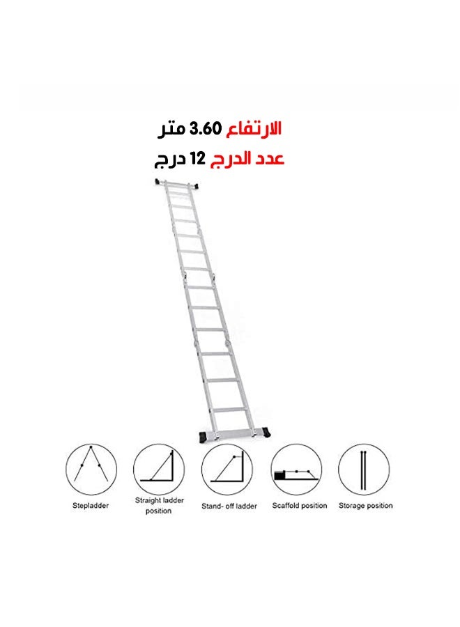 Aluminum folding ladder 3.60m/12 steps - Image 1