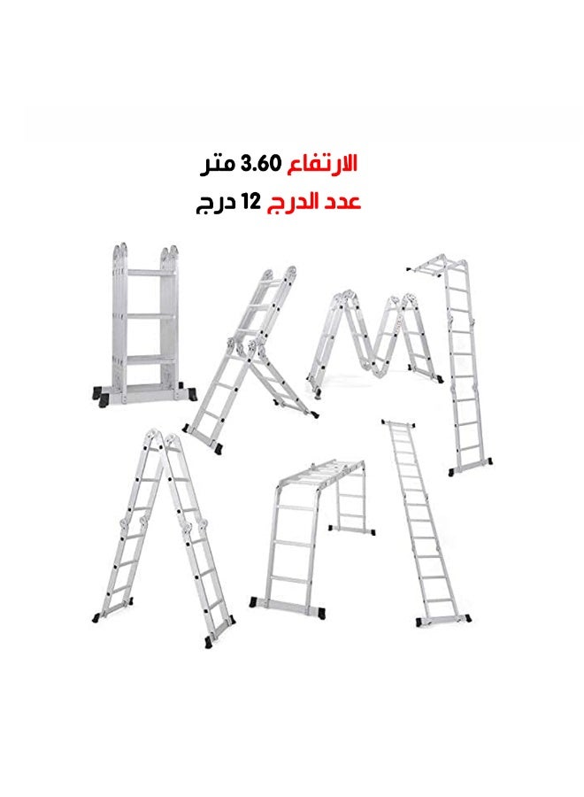Aluminum folding ladder 3.60m/12 steps - Image 2