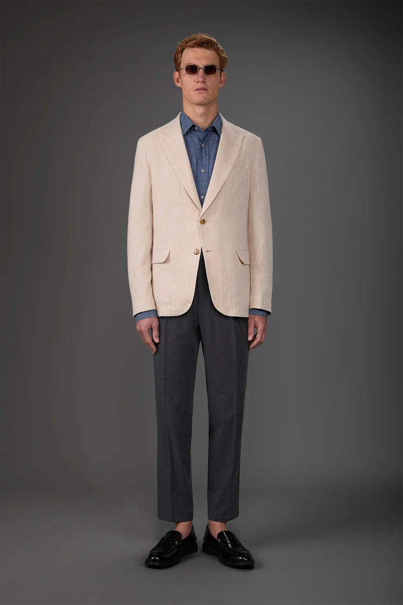 Men's unlined single-breasted jacket - LT Beige