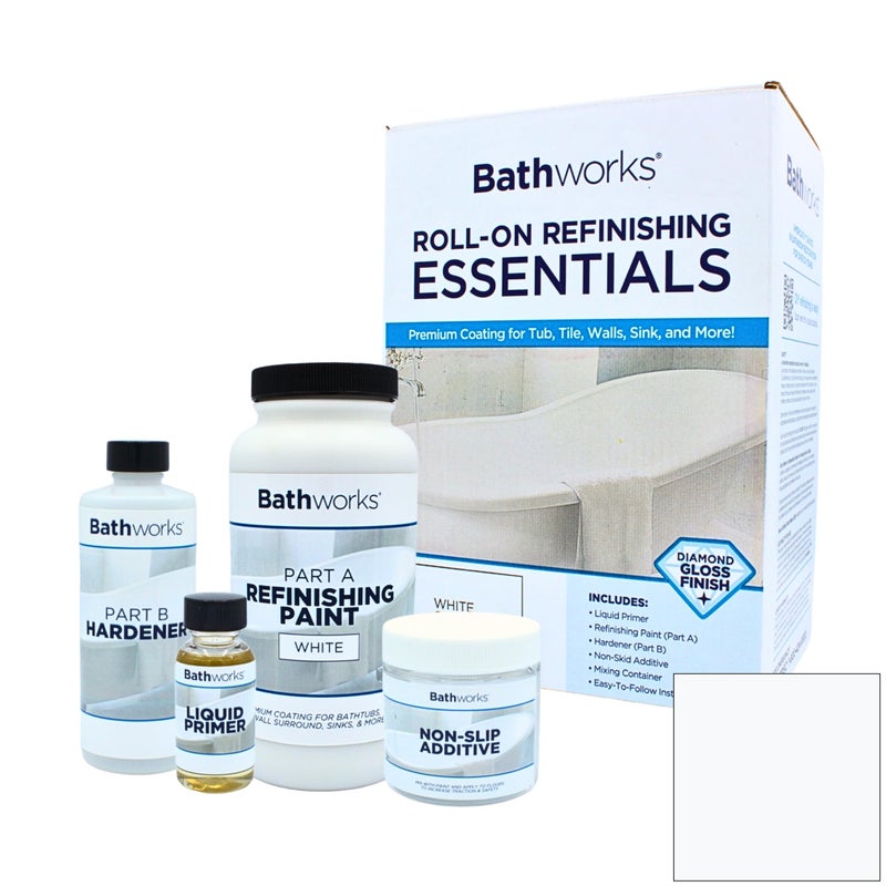 Bathworks Essentials Roll-On Refinishing Kit - 22 fl oz, High Gloss White, Long-Lasting Acrylic Resin Finish with Non-Slip Additive - Professional-Grade DIY Coating for Bathtubs, Tile, Sinks & Showers (Paint Materials Only) - Image 4