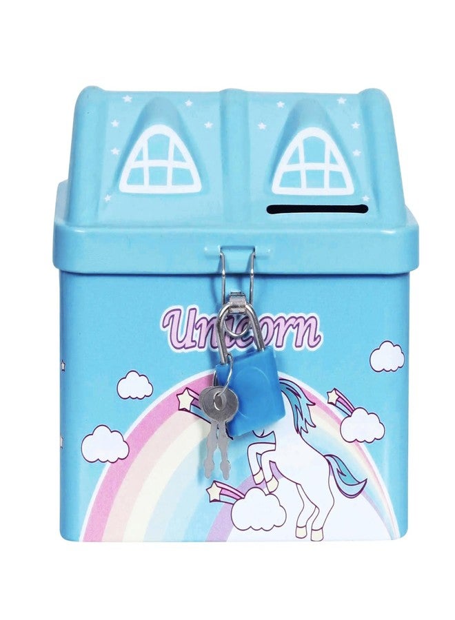 Ascension Unicorn Piggy Bank for Kids with Lock & Key Hut Shape Coin Bank Gulak for Money Piggy Bank for Children & Adults with Lock Cute Money Saving Box Birthday & Kids Gift Item (Random Color) - Image 1