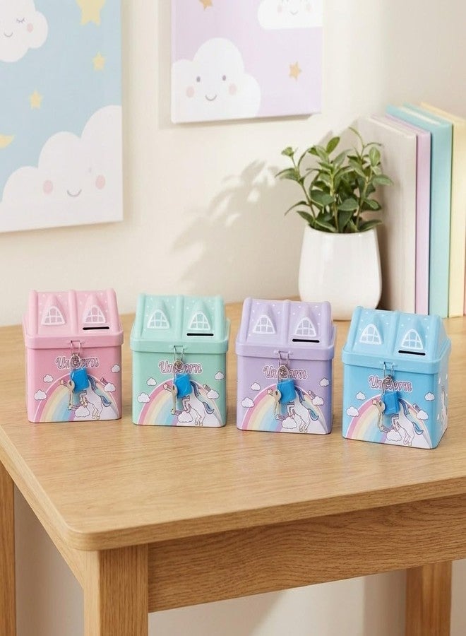 Ascension Unicorn Piggy Bank for Kids with Lock & Key Hut Shape Coin Bank Gulak for Money Piggy Bank for Children & Adults with Lock Cute Money Saving Box Birthday & Kids Gift Item (Random Color) - Image 3