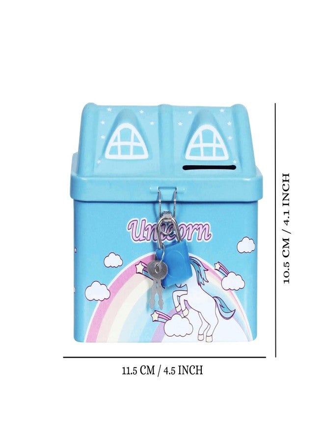 Ascension Unicorn Piggy Bank for Kids with Lock & Key Hut Shape Coin Bank Gulak for Money Piggy Bank for Children & Adults with Lock Cute Money Saving Box Birthday & Kids Gift Item (Random Color) - Image 4