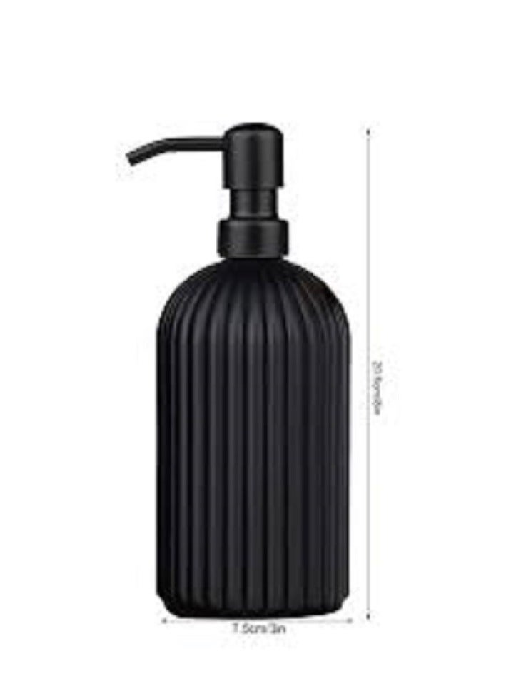 Matte Black Glass Soap Dispenser with Pump - Vertical Stripe Hand Soap Dispenser - Image 3