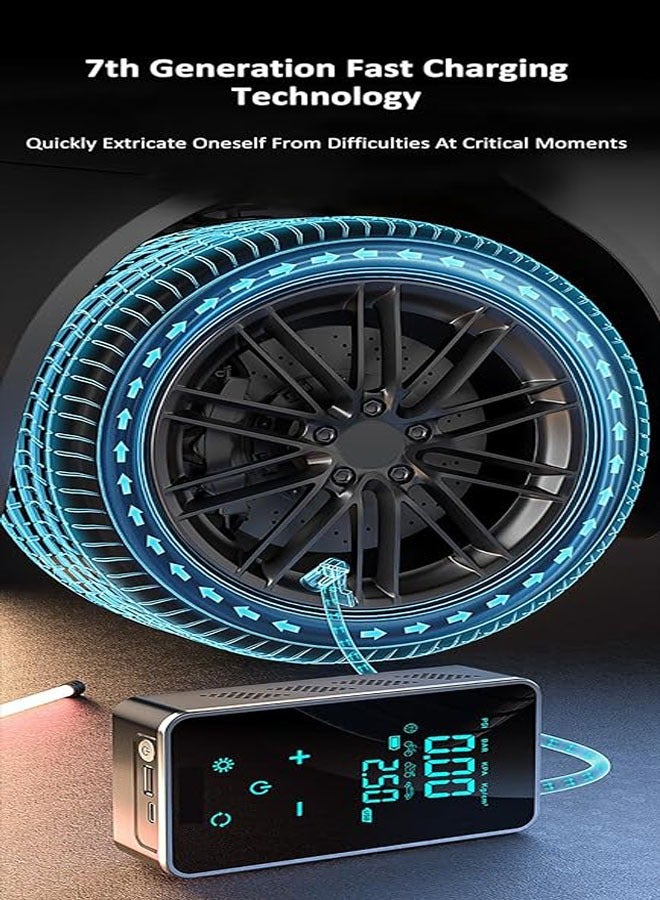 general Full touch screen car portable air pump for car air compressor, electric tire inflator for inflating cars, bicycles, balls, swimming rings and other inflatable items  - Image 4