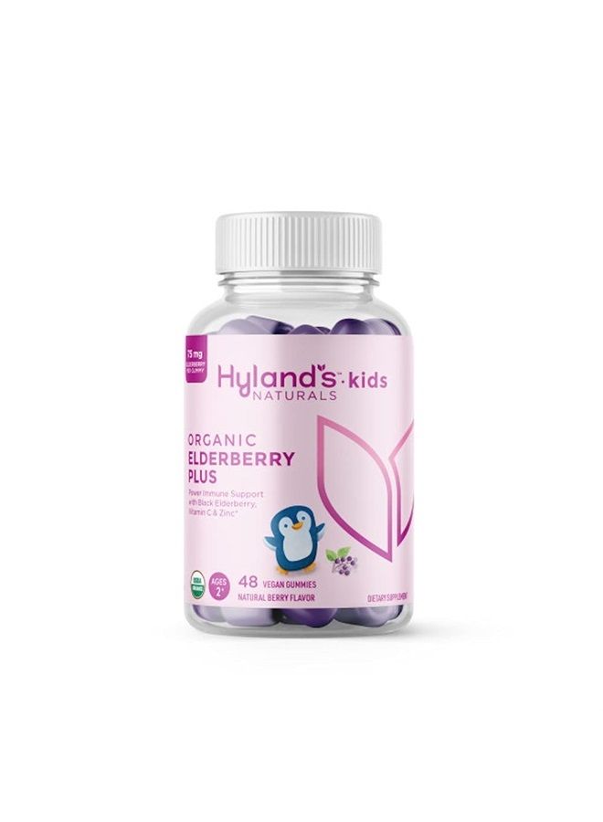 Hyland's Naturals Kids Organic Elderberry Plus Gummies, Organic Black Elderberry with ZINC and Vitamin C, Immune Support for Children, 48 Vegan Gummies - Image 1