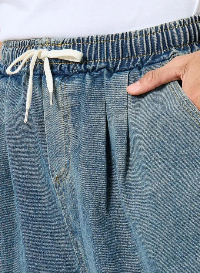 Styli Styli Mid Rise Loose Fit Jeans with Drawcord