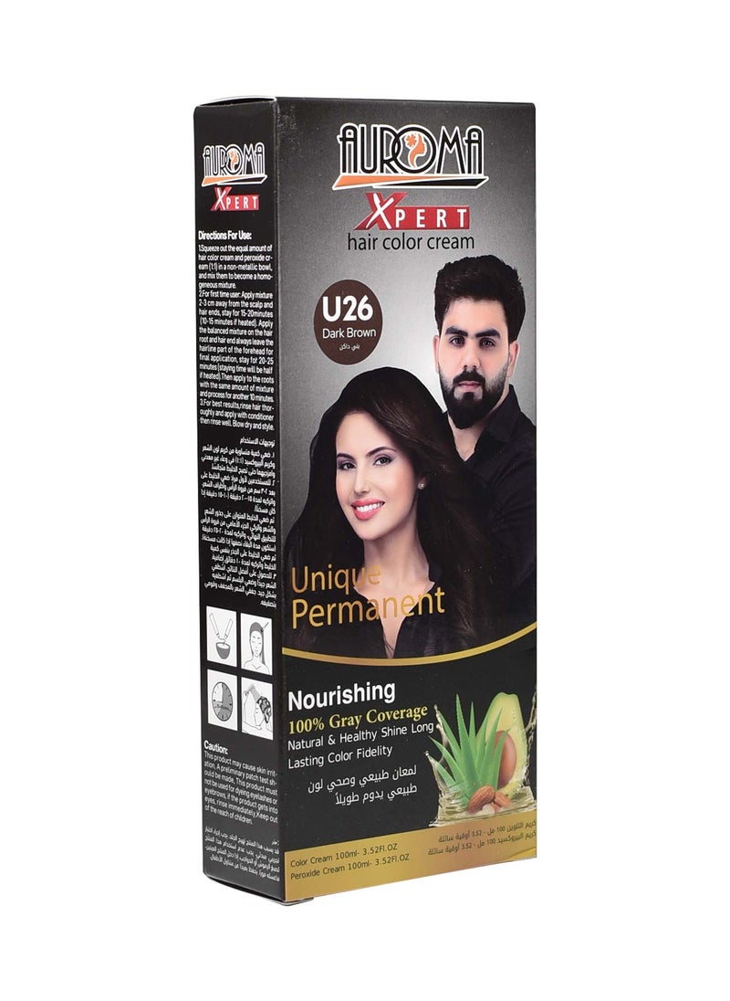 AUROMA Auroma natural ingridents hair color cream dark brown U26  - Image 1