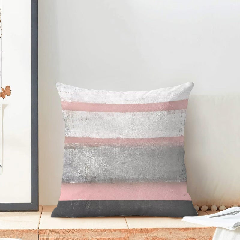 AEIOAE Pink Grey Pillow Covers 18x18 Set of 2 Beige Abstract Art Painting Striped Decorative Throw Pillow Covers Cotton Square Modern Cushion Case for Home Couch Sofa Outdoor - Image 3