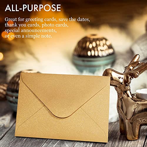 Confetti Gift Card Envelopes - 100pc Mini, Paper Business Card Envelopes, Tiny Envelope Pockets for Small NoteCards, 4 x 2.7 Inches (Gold) - Image 5