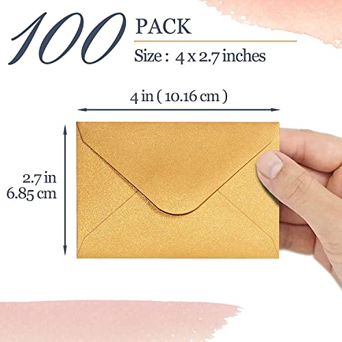 Confetti Gift Card Envelopes - 100pc Mini, Paper Business Card Envelopes, Tiny Envelope Pockets for Small NoteCards, 4 x 2.7 Inches (Gold) - Image 4
