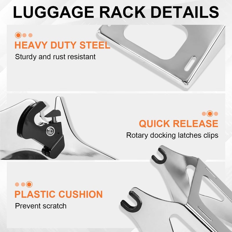 AUFER Chrome Two Up Mounting Bracket Luggage Rack with 4 Point Docking Hardware for Touring Models 2014-2020 - Image 2