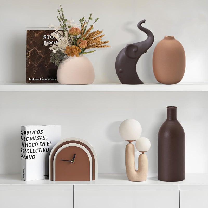 OLACHIKKO Neutral Ceramic Vase Set â€“ 5 Matte Earth-Tone Vases for Japandi, Scandinavian, or Minimalist Home Decor, Table, Entryway, Shelf & Mantel Styling - Image 5