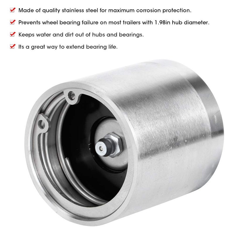 Ejoyous Trailer Bearing Buddies, 4Pcs Stainless Steel Wheel Hub Bearing Buddies Center Protector with 1.98in Diameter for Boat RV - Image 2