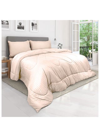Down Alternative Comforter  Set -Ultra Soft Brushed Stripe Microfiber Fabric, 200GSM Soft Fibersheet Filling, Size : Double  220 x 240cm , Color: Cream - pzsku/ZDECC72E8C91E806827E9Z/45/_/1689958901/d83d53ff-48b9-4639-a15a-e288e770ae39
