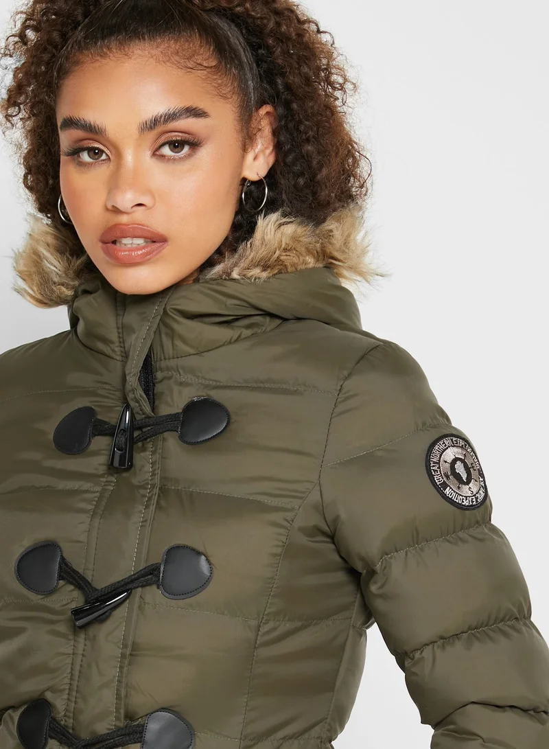 BRAVE SOUL Faux Fur Puffer Coat