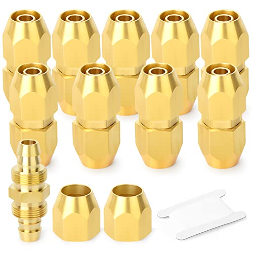 GASHER 10PCS Brass Pneumatic Replacement Fitting, Reusable Hose Splicer Repair Fitting 3/8" Barb x 3/8" Barb（Suitable for 3/8" ID，1/2" OD air hose) - Image 1