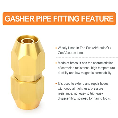 GASHER 10PCS Brass Pneumatic Replacement Fitting, Reusable Hose Splicer Repair Fitting 3/8" Barb x 3/8" Barb（Suitable for 3/8" ID，1/2" OD air hose) - Image 4