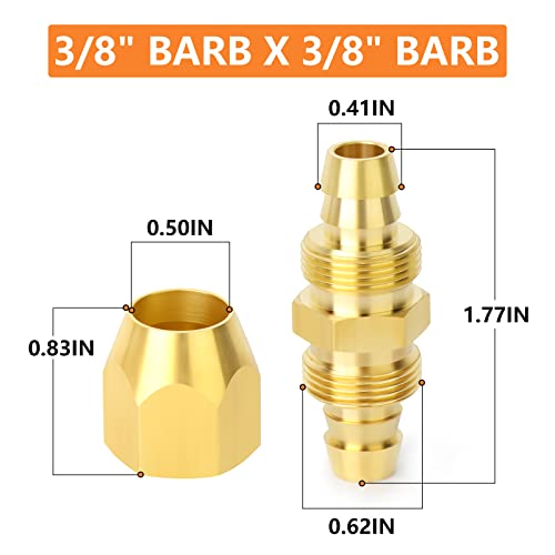 GASHER 10PCS Brass Pneumatic Replacement Fitting, Reusable Hose Splicer Repair Fitting 3/8" Barb x 3/8" Barb（Suitable for 3/8" ID，1/2" OD air hose) - Image 3