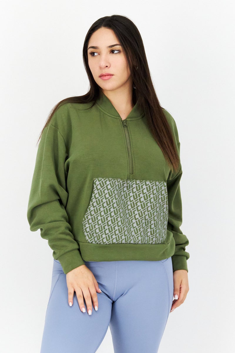 Ufc Women Sportswear Fit Long Sleeves Running Sweatshirt, Olive - Image 1