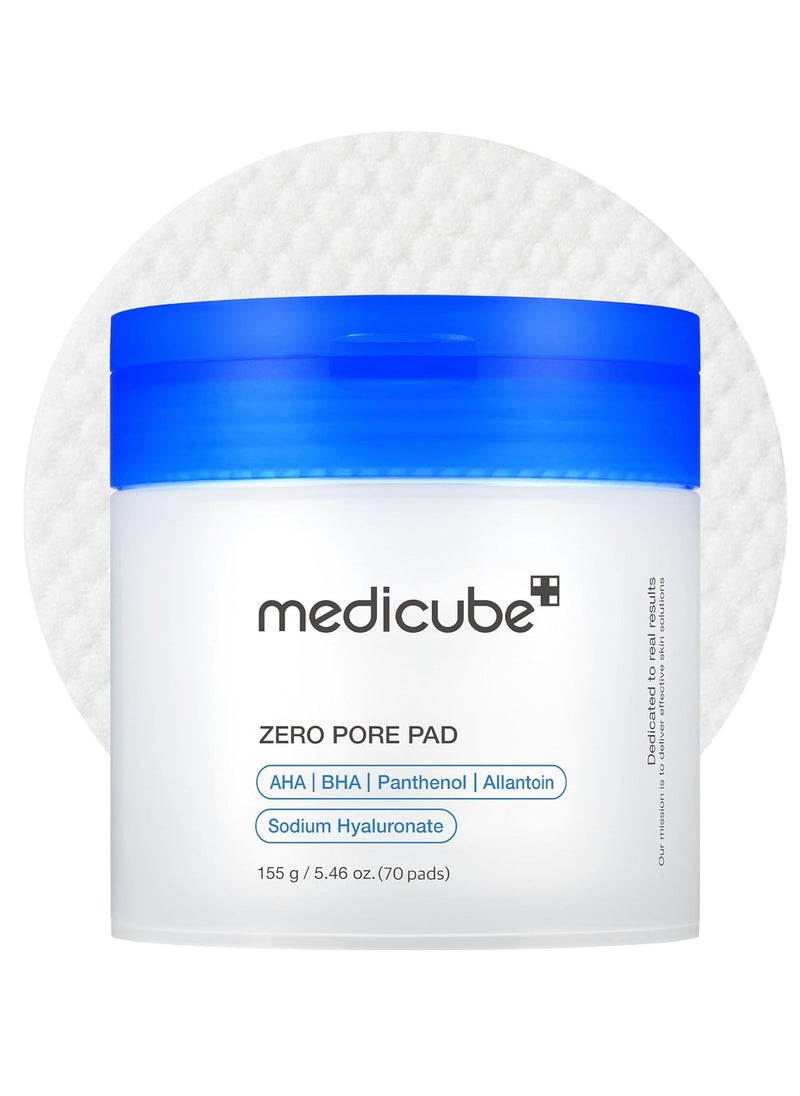 Medicube medicube Zero Pore Pads 2.0, Dual-Textured Facial Toner Pads for Exfoliation and Pore Care with 4.5% AHA Lactic Acid & 0.45% BHA Salicylic Acid, Ideal for All Skin Types, Korean Skin Care (70 Pads)  - Image 1