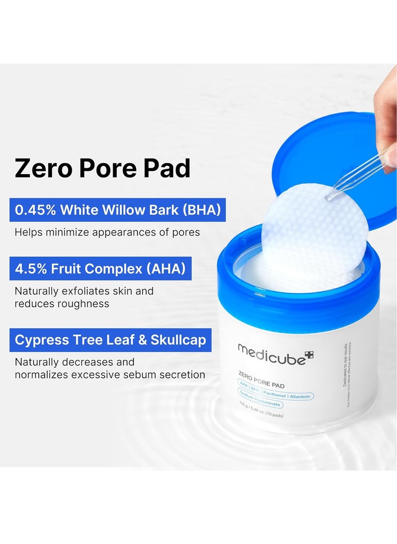 Medicube medicube Zero Pore Pads 2.0, Dual-Textured Facial Toner Pads for Exfoliation and Pore Care with 4.5% AHA Lactic Acid & 0.45% BHA Salicylic Acid, Ideal for All Skin Types, Korean Skin Care (70 Pads)  - Image 5
