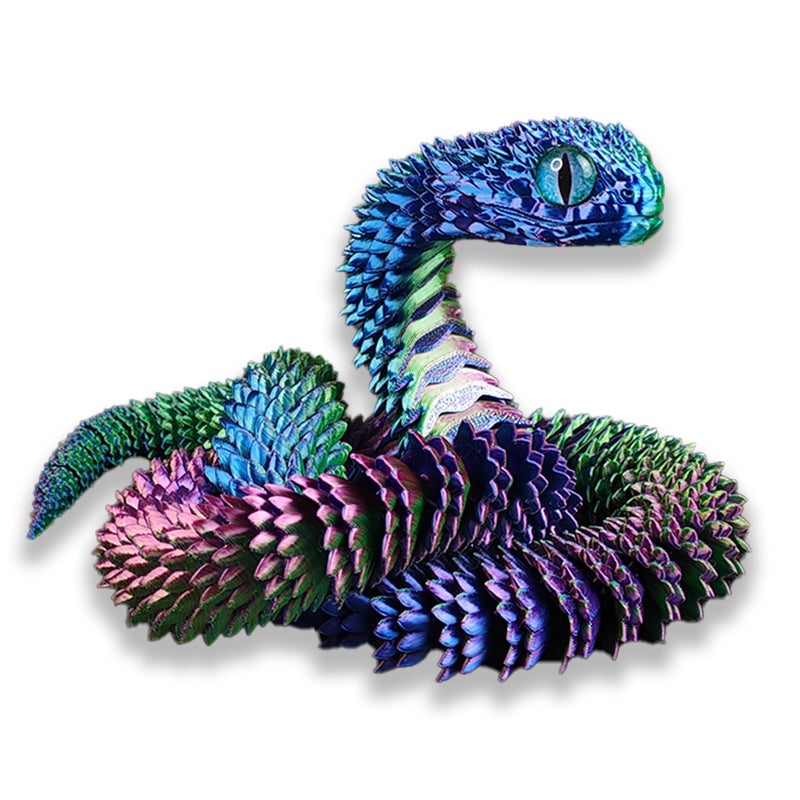 Binvin 3D Printed AnimalsSnake Viper3D Printed Snake Toys Articulated Snake 3D Printed Animals Animal Model Ornaments Creative Funny Toy Festival Gift for Frends Red Blue Green 24Inch - Image 3