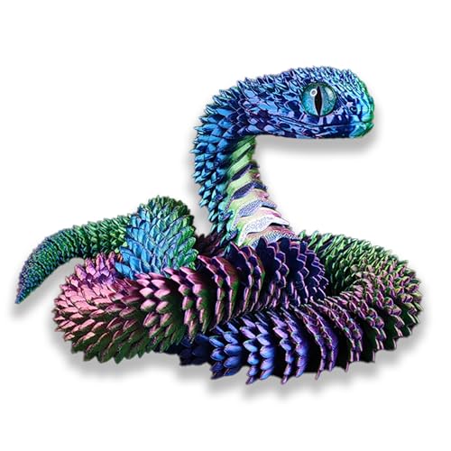 Binvin 3D Printed AnimalsSnake Viper3D Printed Snake Toys Articulated Snake 3D Printed Animals Animal Model Ornaments Creative Funny Toy Festival Gift for Frends Red Blue Green 24Inch - Image 1