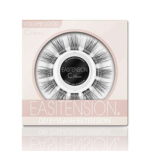 DIY Eyelash Extension 3D Effect Glue Bonded Band Individual Lash 12 Clusters Volume Lashes Set Home Eyelash Extension C curl Lashes Pack 14MM