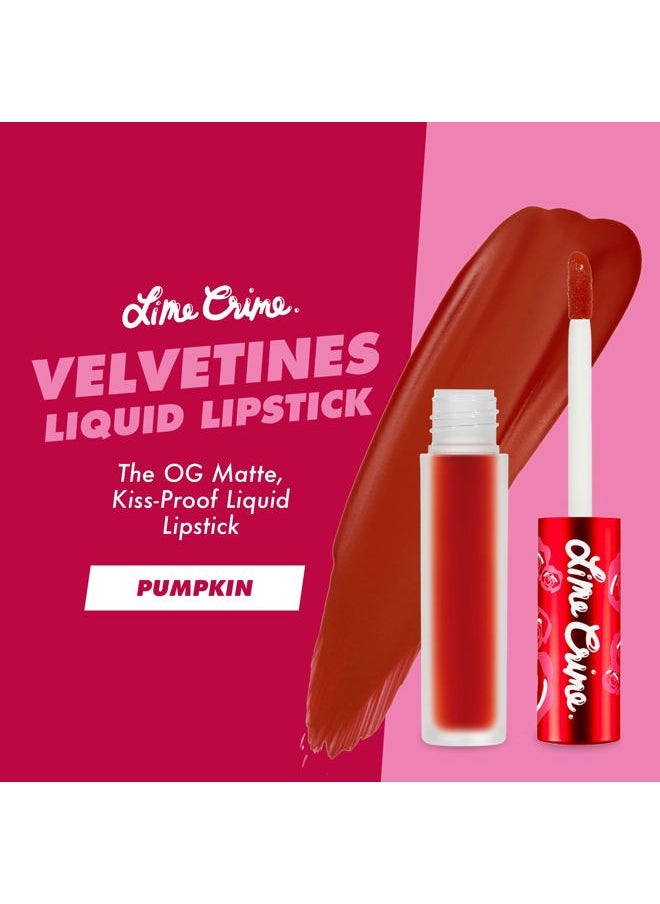 Lime Crime - Velvetines Liquid Matte Lipstick, Pumpkin (Brick Red) - Bold, Long Lasting Shades & Lip Lining - Stellar Color & High Comfort for All-Day Wear - Talc-Free & Paraben-Free - Image 1